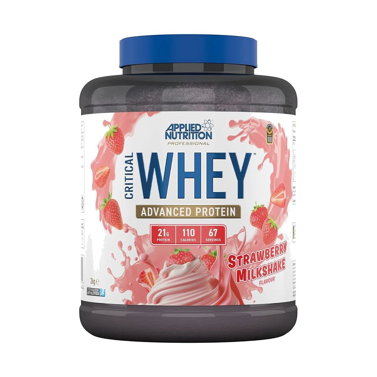 Applied Nutrition Critical Whey 2 kg – Milkshake fraise, photo du produit seul sur fond blanc