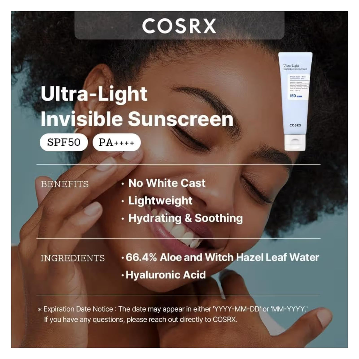 COSRX Ultra Light Invisible crème solaire SPF 50 PA++++, 50 ml