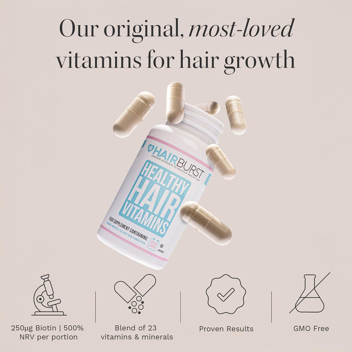 Hairburst vitamines cheveux, 60 gélules
