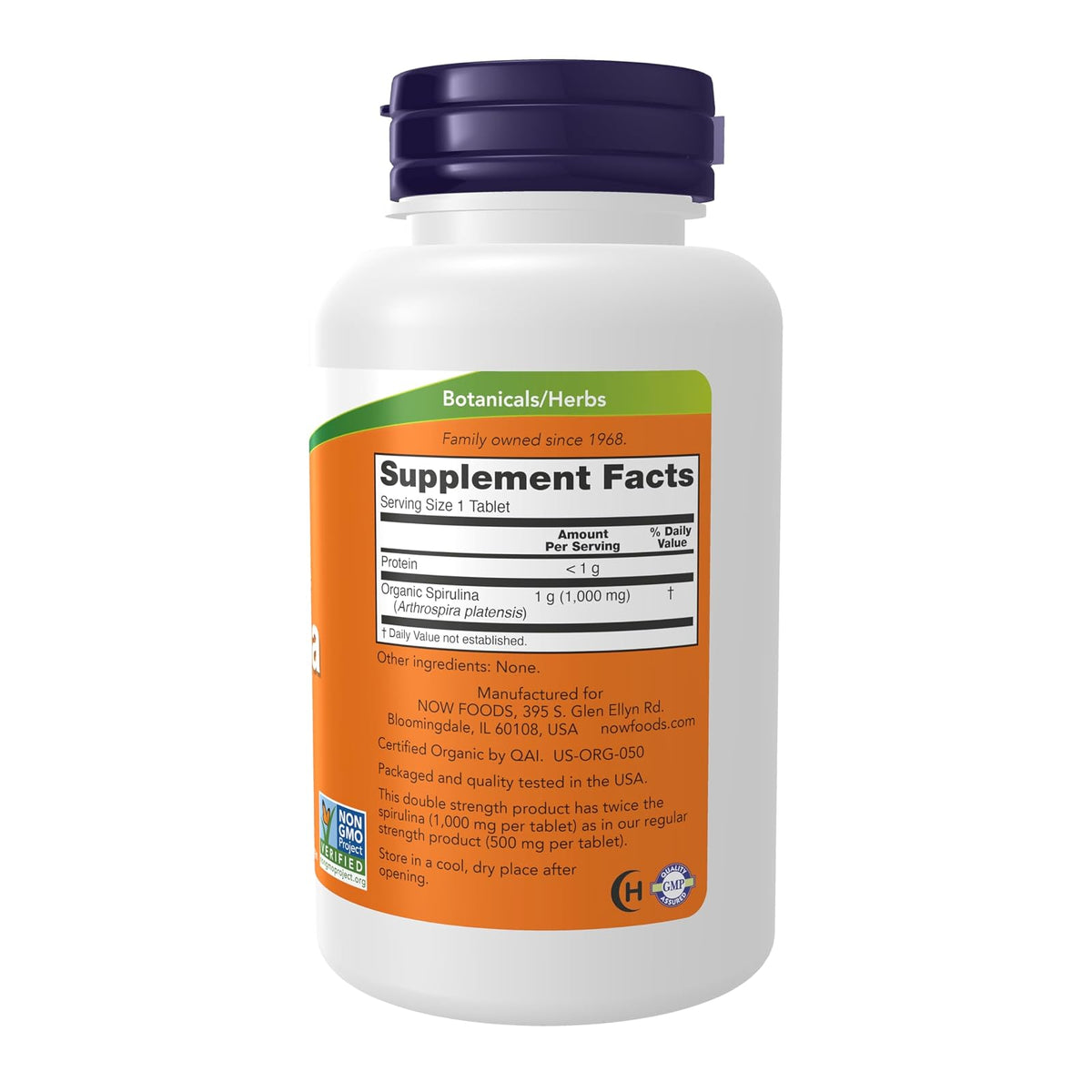 NOW Foods spiruline bio 1000 mg, 120 comprimés