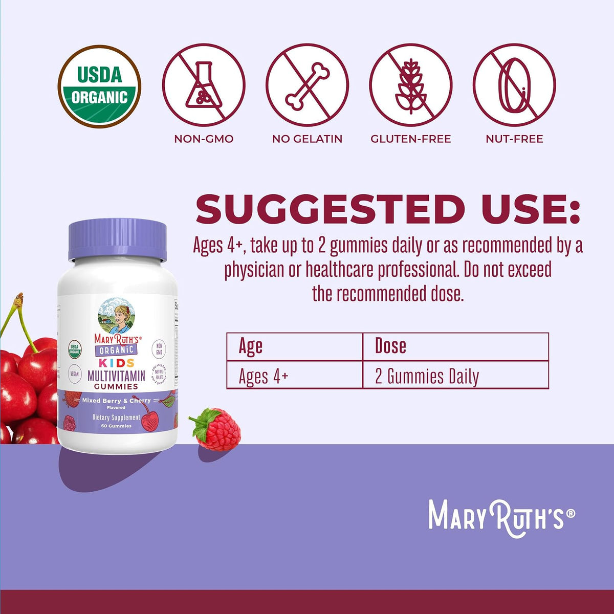 MaryRuth's gommes multivitamines enfants, 60 gommes