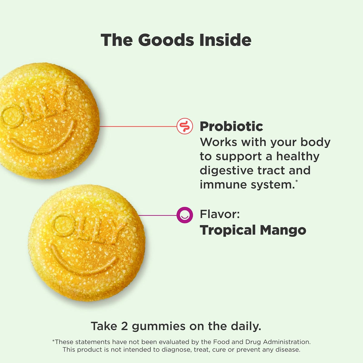 OLLY probiotiques gommes mangue, 50 gommes