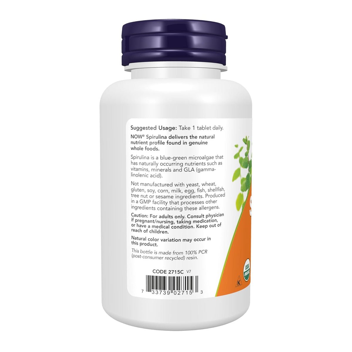 NOW Foods spiruline bio 1000 mg, 120 comprimés