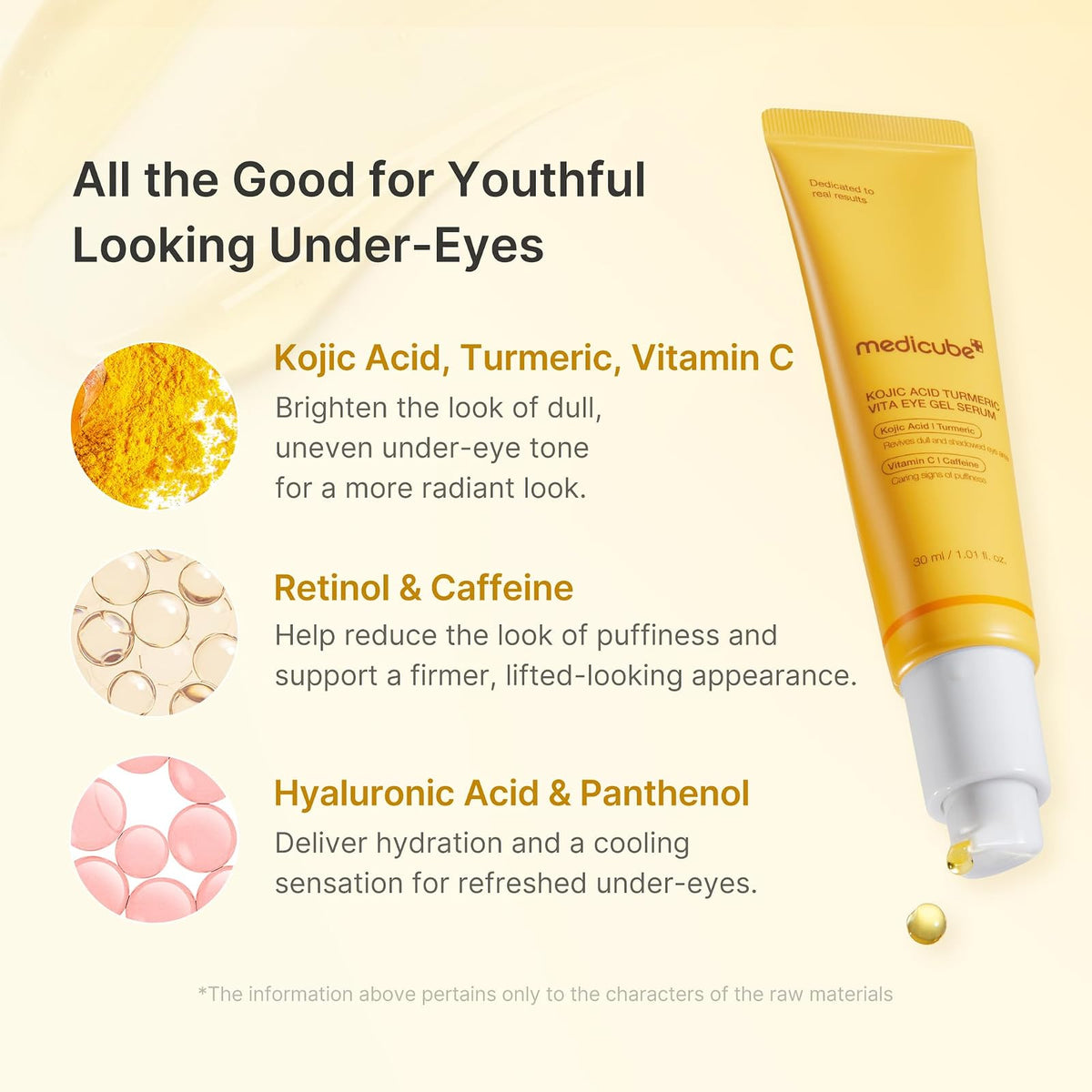 Medicube Kojic Acid Turmeric Vita gel-sérum contour des yeux, 30 ml