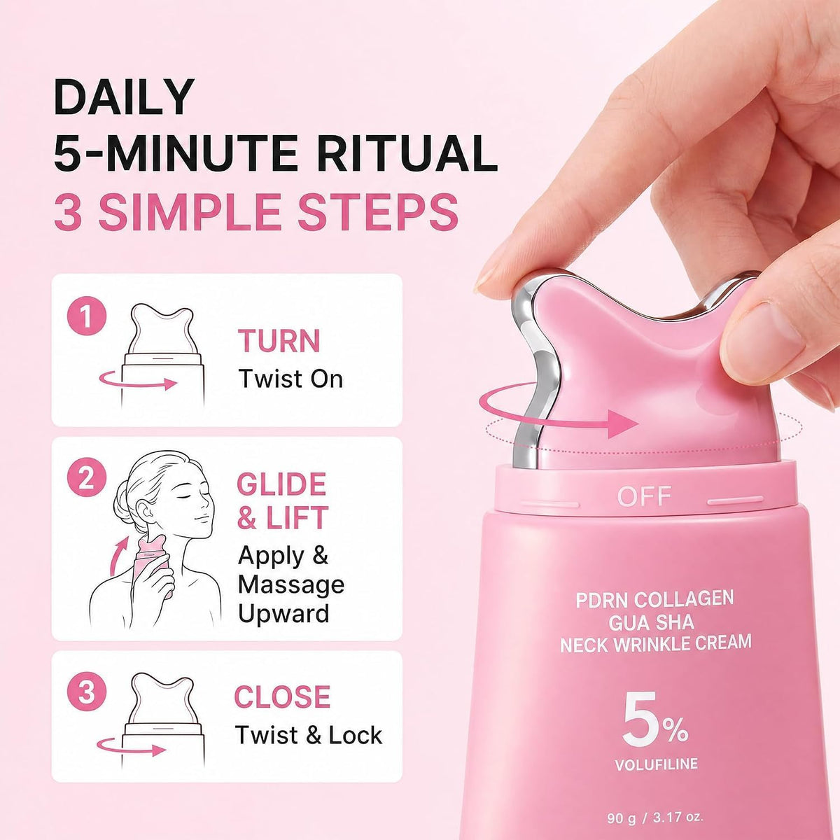 Nigwedete crème cou PDRN collagène avec gua sha intégré, 90 g · photo 3