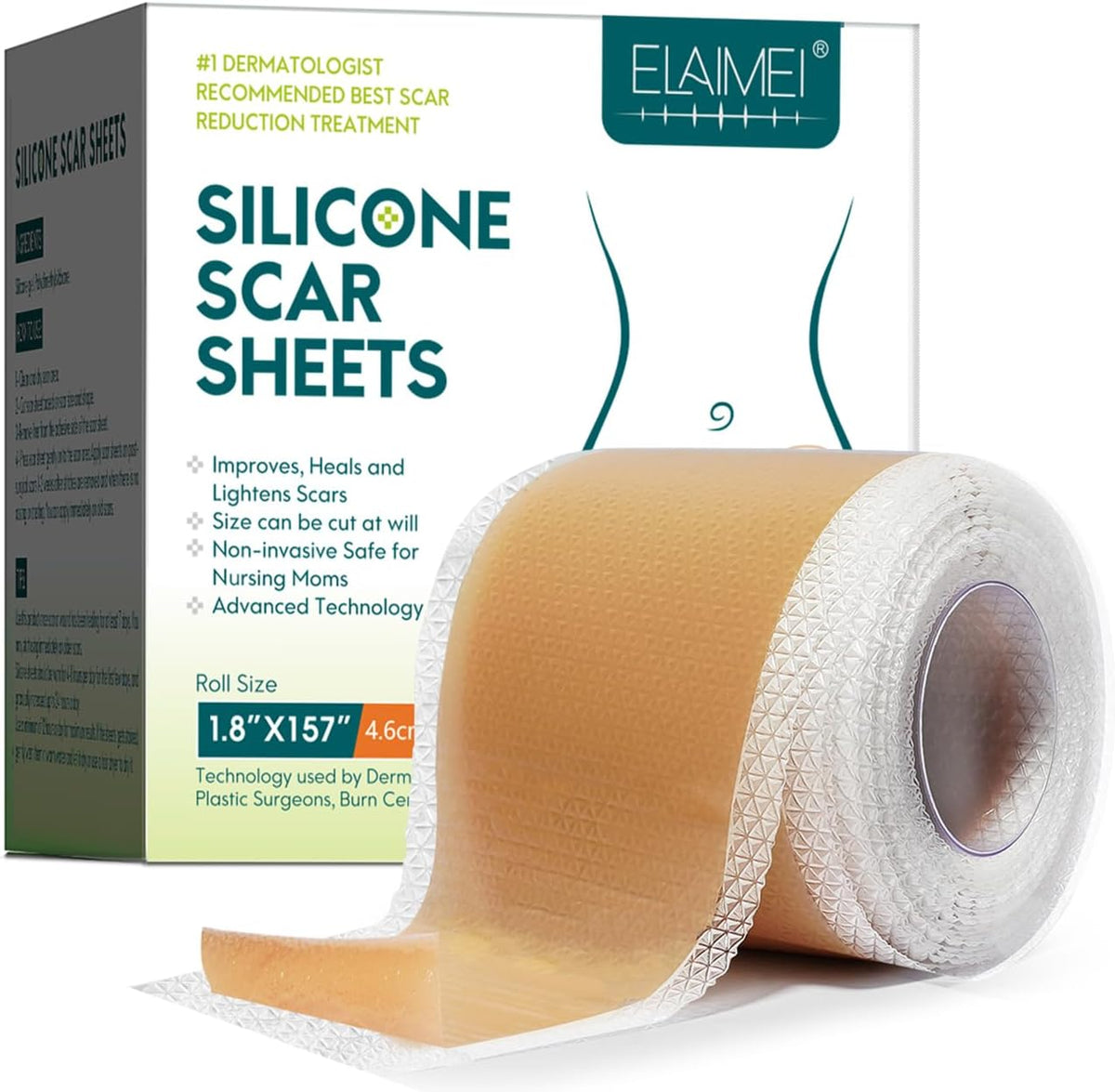 ZODENIS feuilles de silicone pour cicatrices, rouleau de 4 m