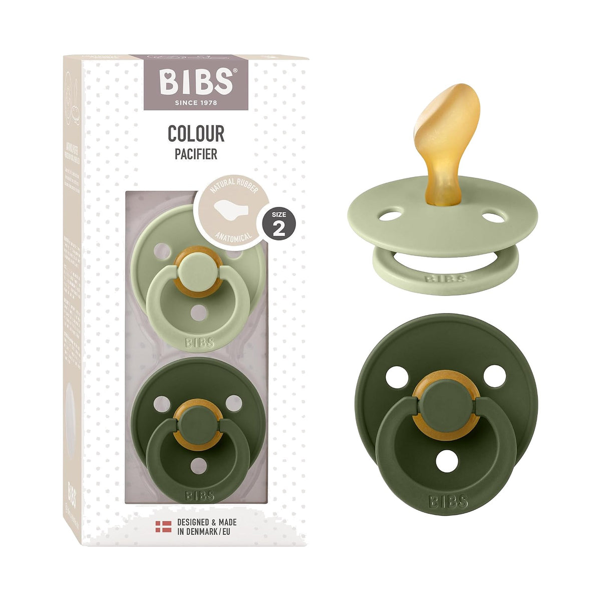 BIBS Colour tétines anatomiques, Sauge / Vert chasseur, 6 à 18 mois