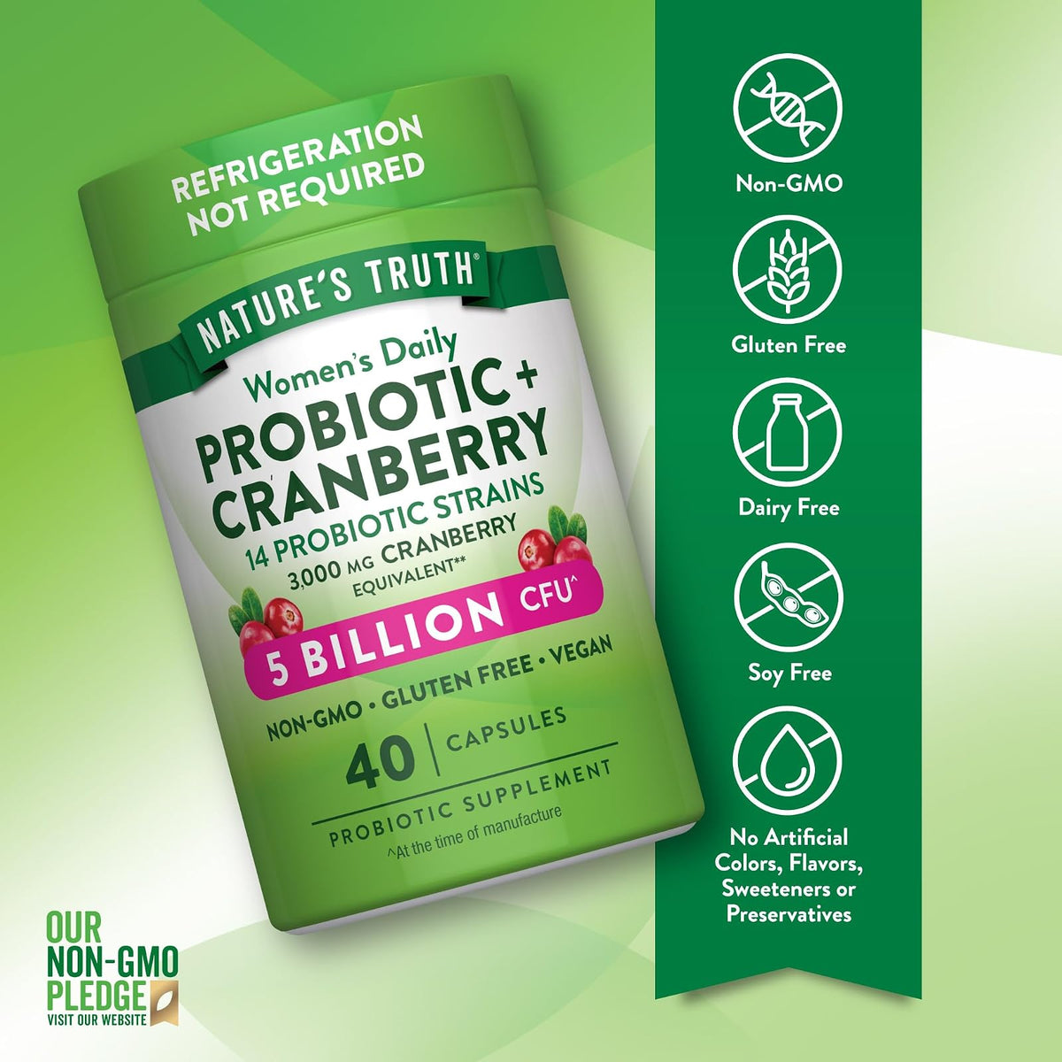 Nature's Truth probiotiques femme + canneberge, 40 gélules