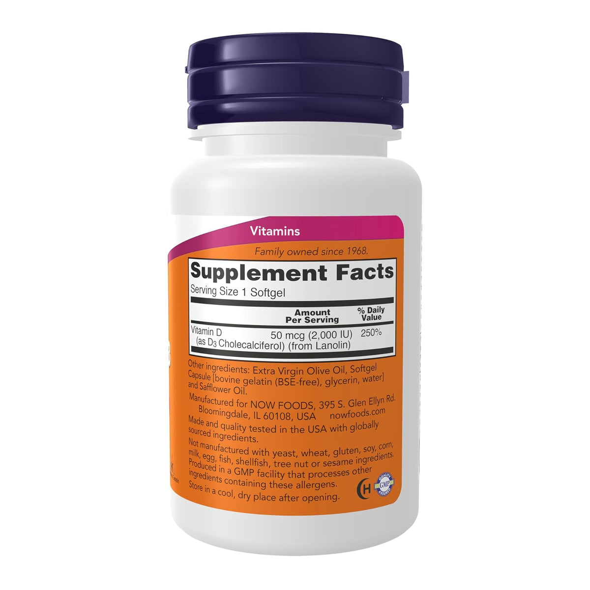 NOW Foods vitamine D3 2000 UI