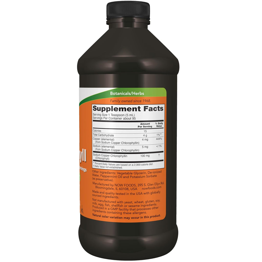 NOW Foods chlorophylle liquide menthe, 473 ml