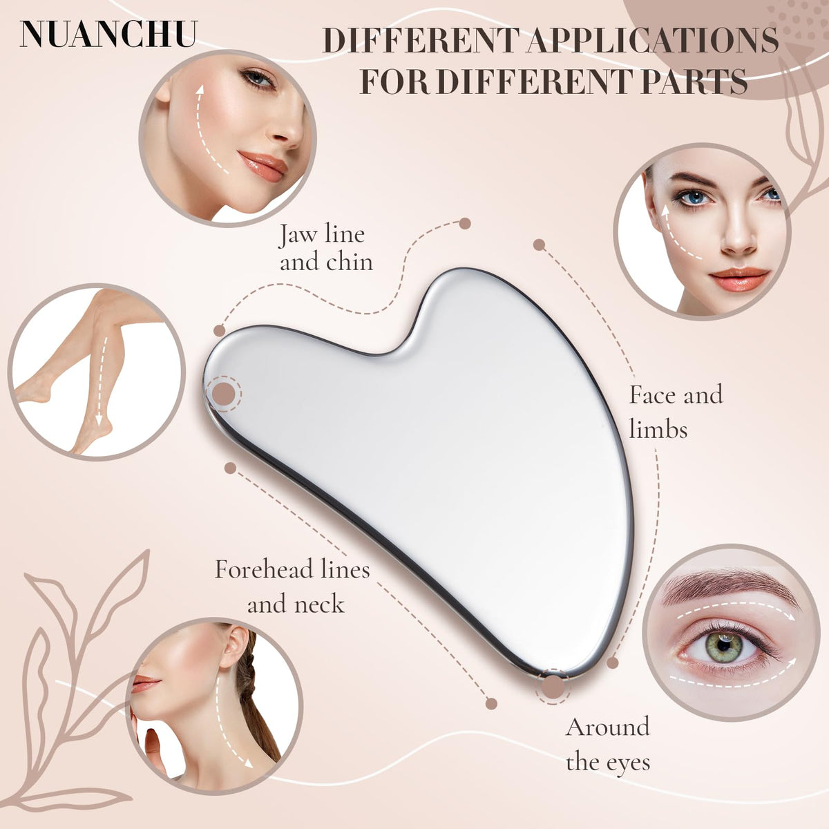 Nuanchu gua sha visage en acier inoxydable