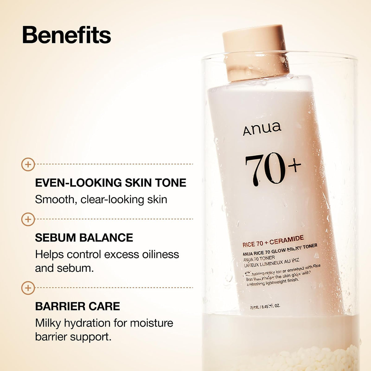 Anua Rice 70 toner lacté éclat, 250 ml