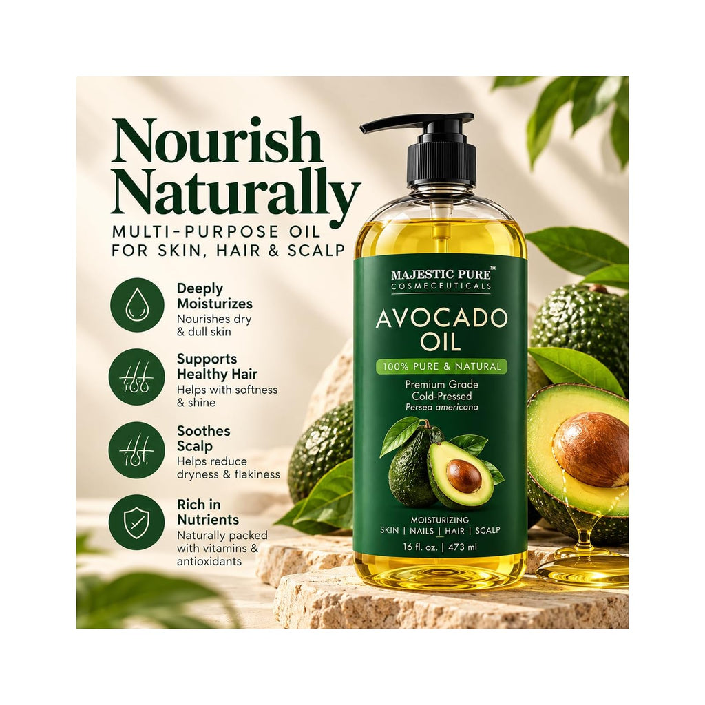 Majestic Pure huile d'avocat pressée à froid 473 ml