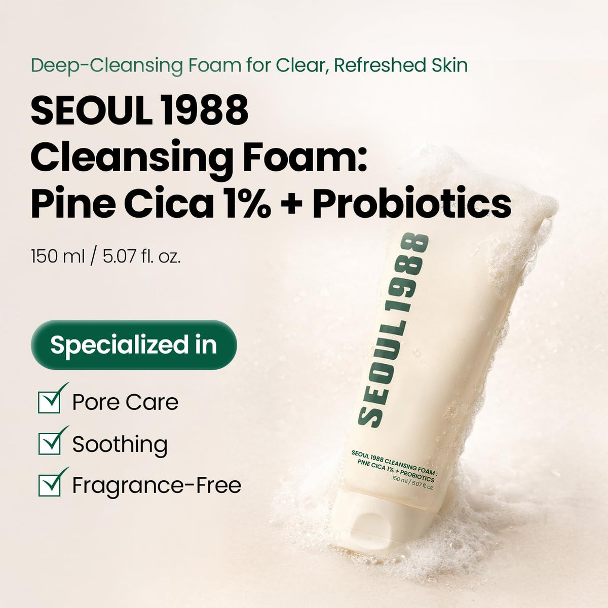 K-Secret Seoul 1988 mousse nettoyante cica et probiotiques, 150 ml · photo 3