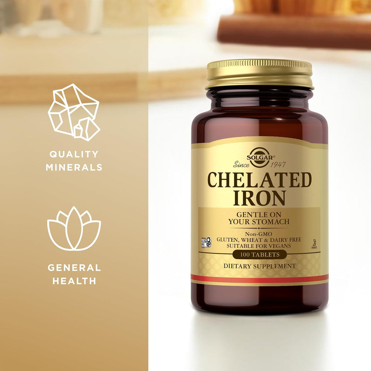 Solgar fer chélaté 25 mg, 100 comprimés