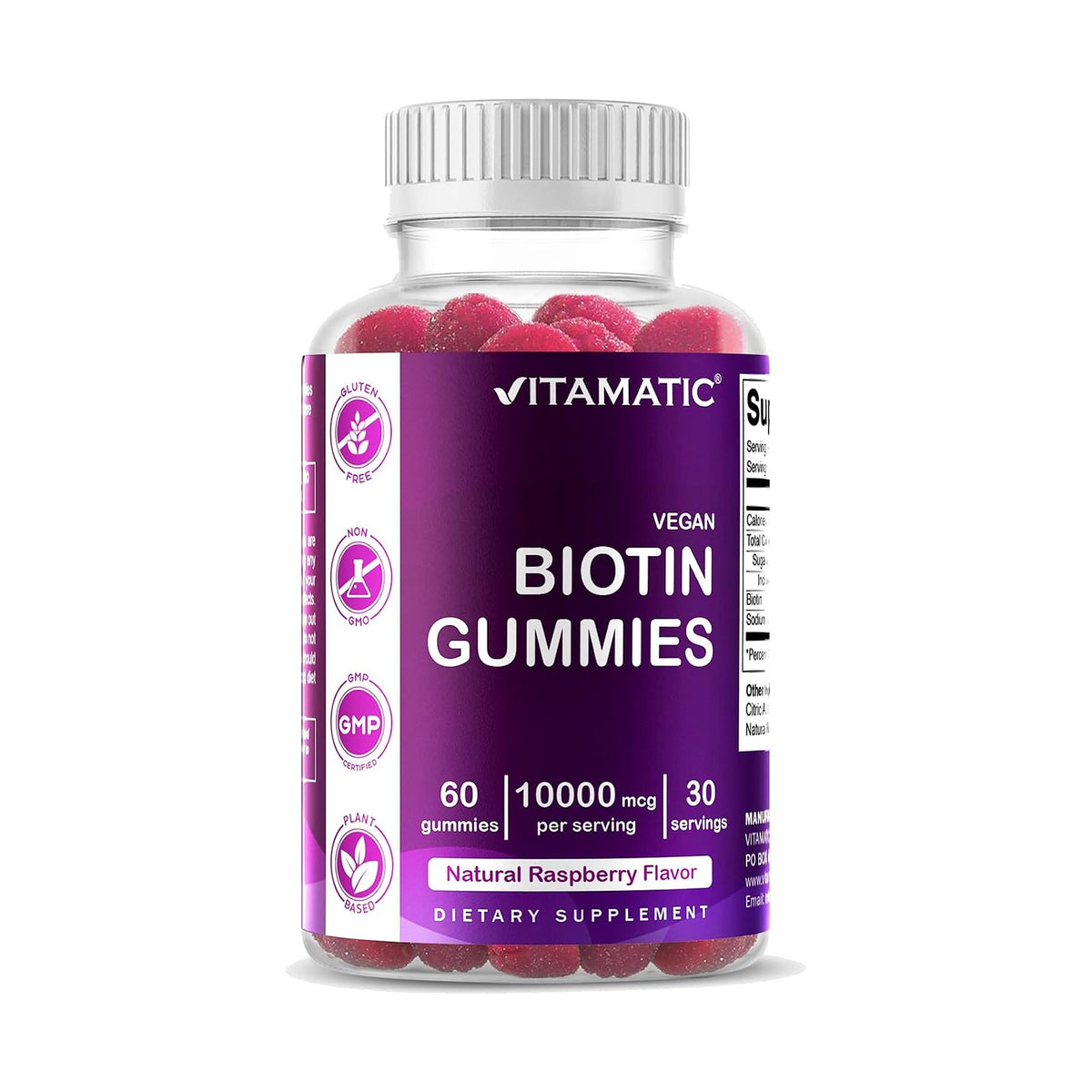Vitamatic biotine 10 000 mcg en gommes véganes, 60 gommes