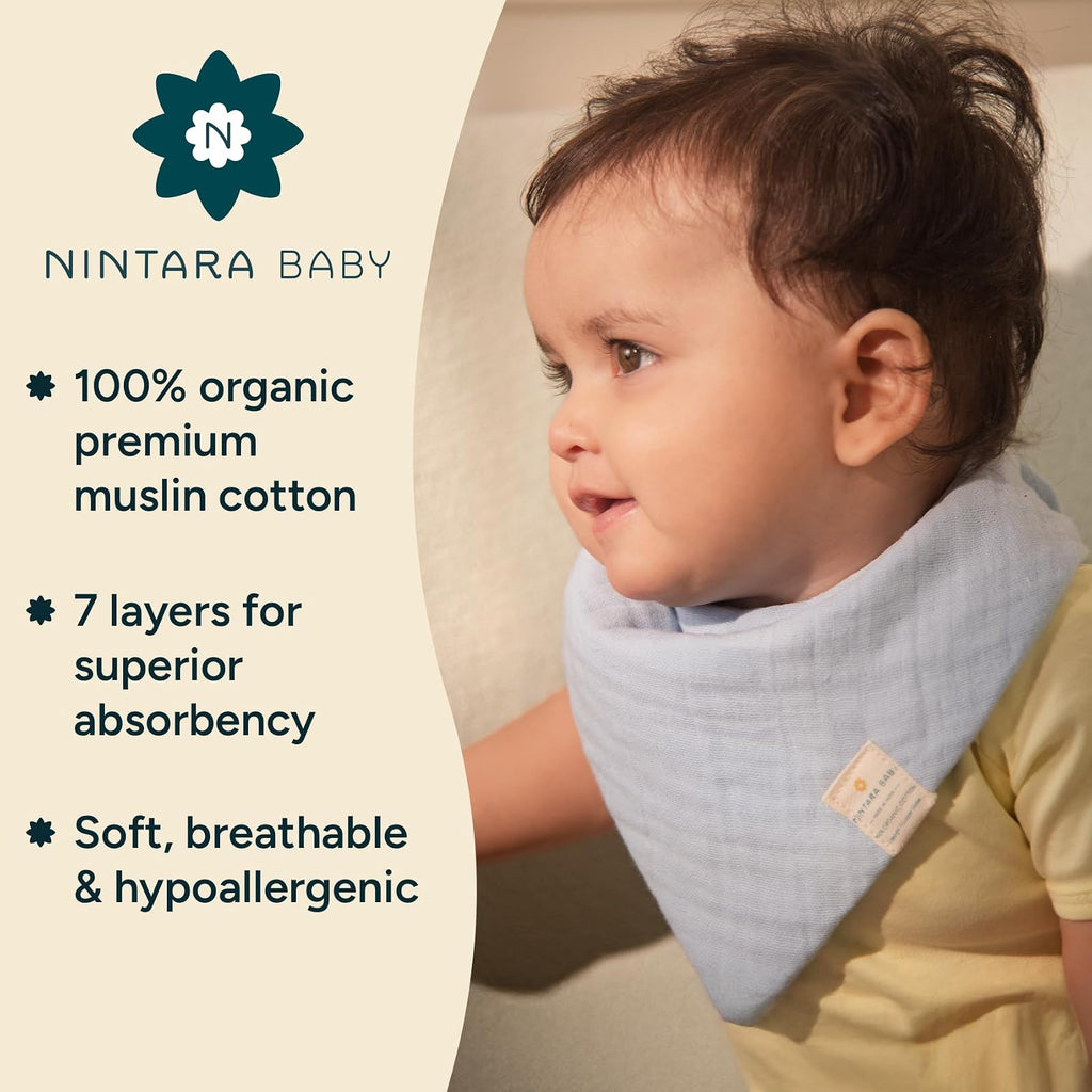 Nintara bavoirs bandana en mousseline de coton bio