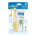 Dr. Brown's kit brosse à dents girafe jaune et dentifrice sans fluor à la fraise
