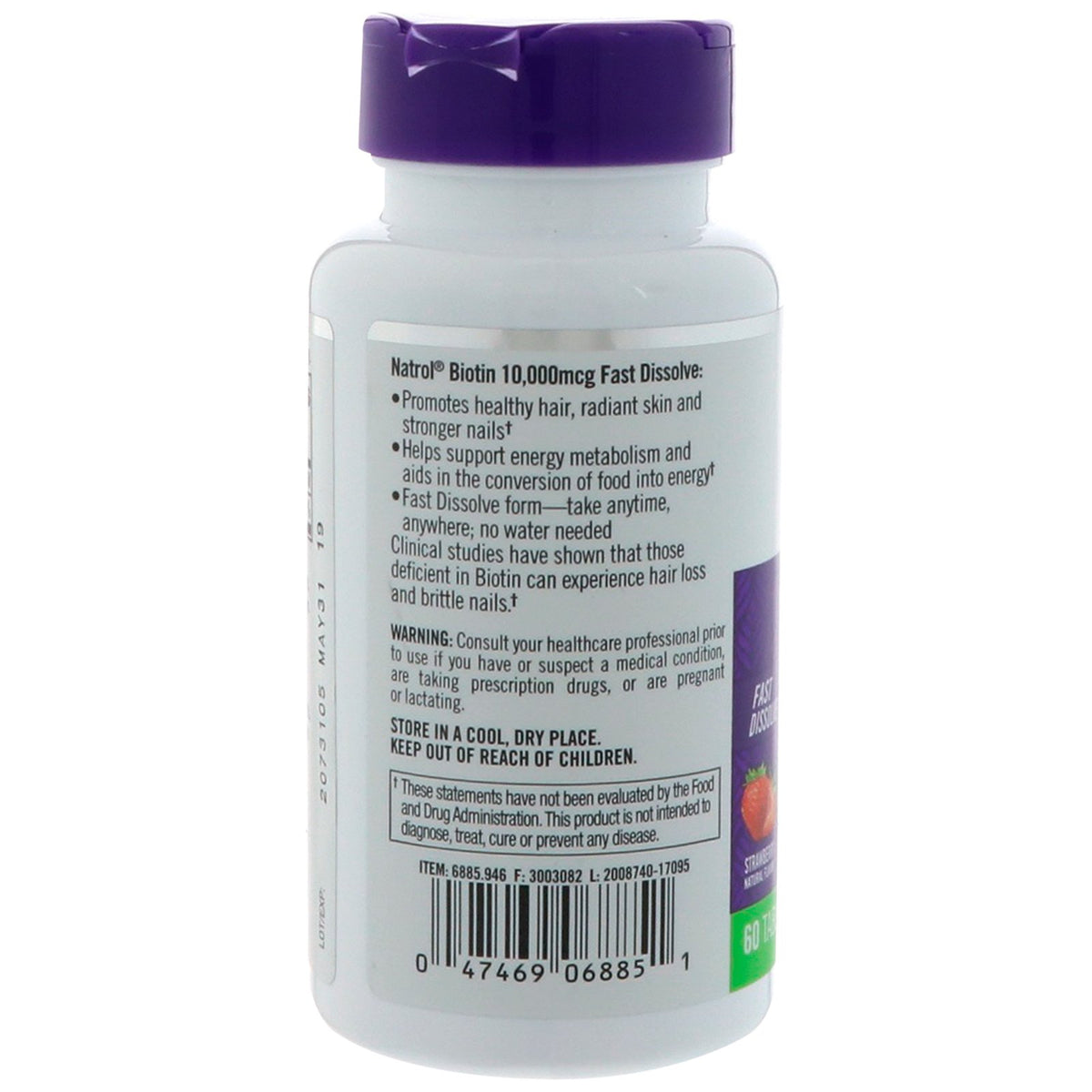 Natrol biotine 10 000 mcg goût fraise