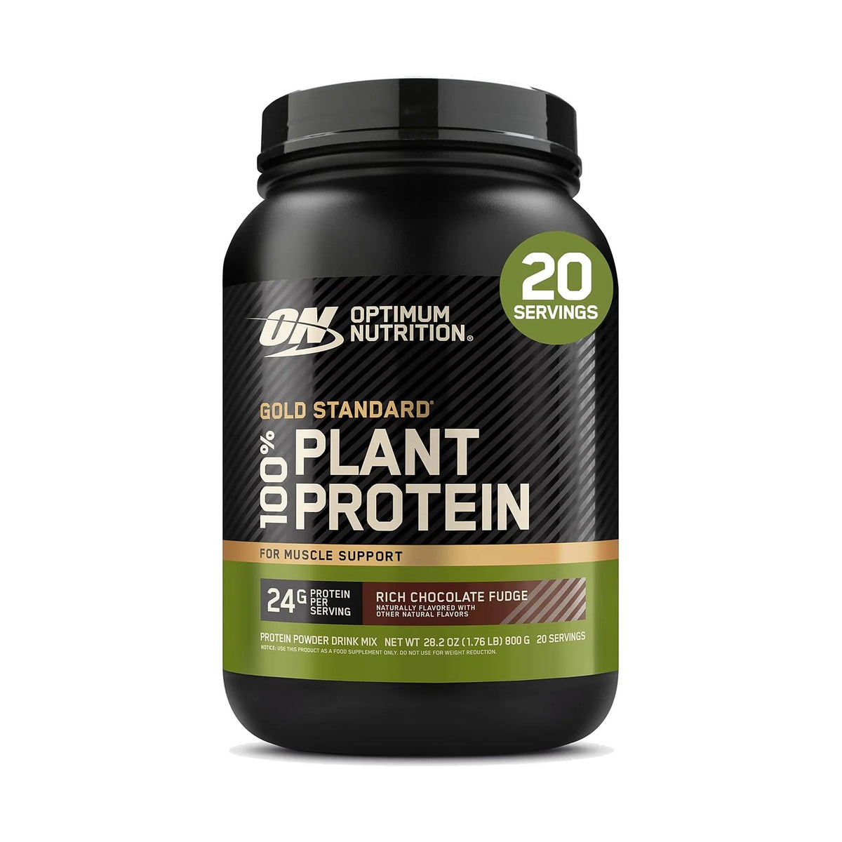 Optimum Nutrition Gold Standard 100% Plant Protein – Chocolat fondant, photo du produit seul sur fond blanc