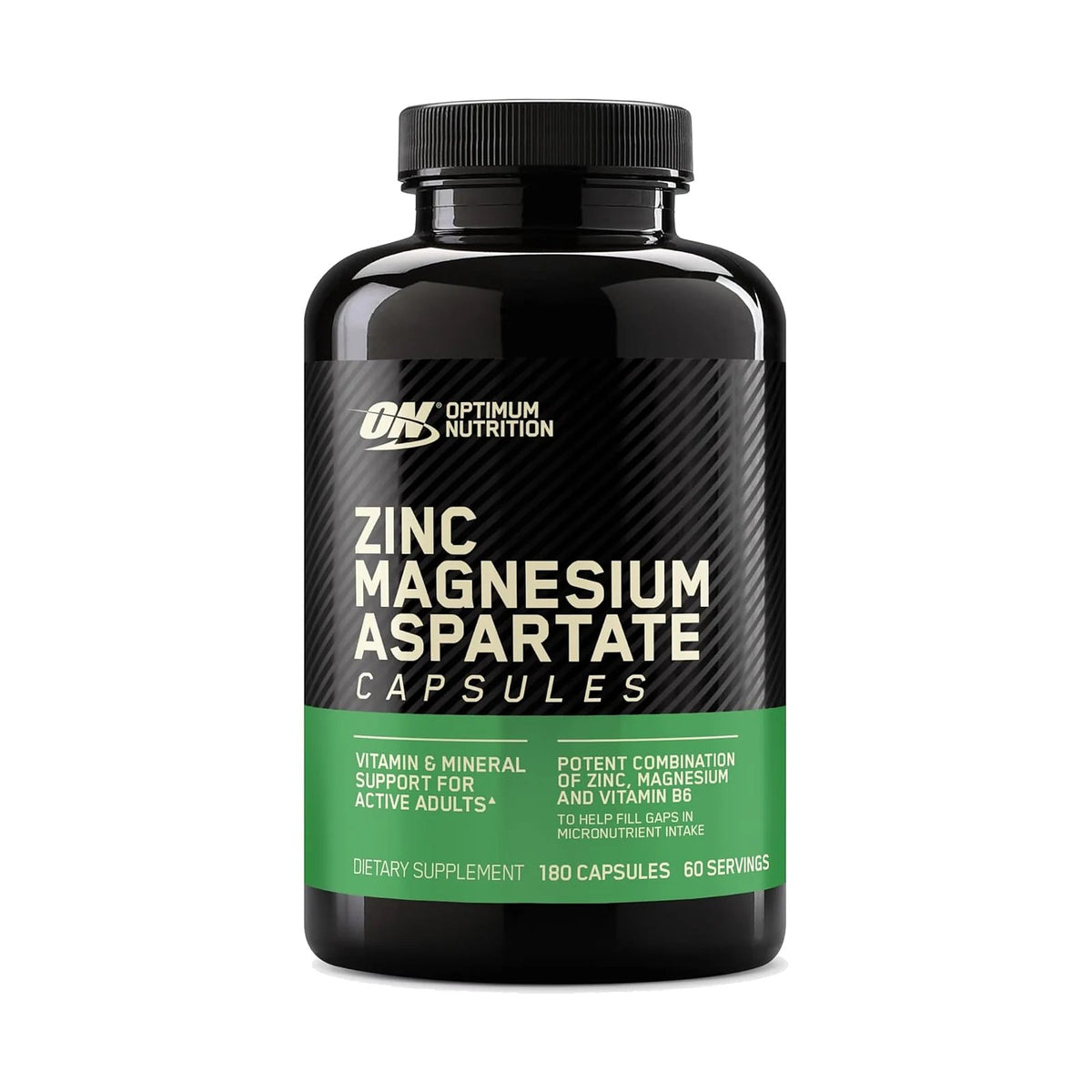 Optimum Nutrition ZMA zinc, magnésium et B6 – 180 gélules, photo du produit seul sur fond blanc