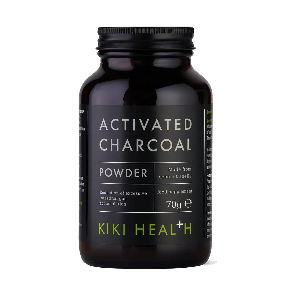 Kiki Health Charbon végétal actif en poudre, pot de 70 g, photo du produit seul sur fond blanc