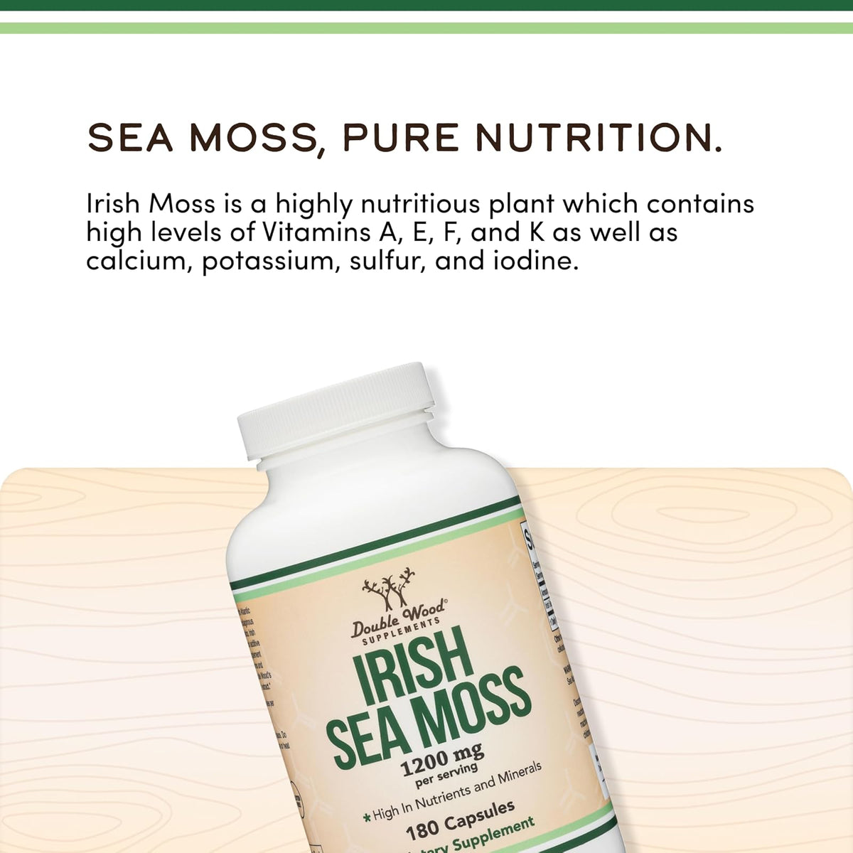 Double Wood sea moss en gélules, 180 gélules