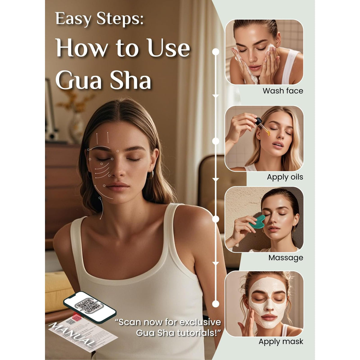 Rena Chris gua sha visage en jade naturel
