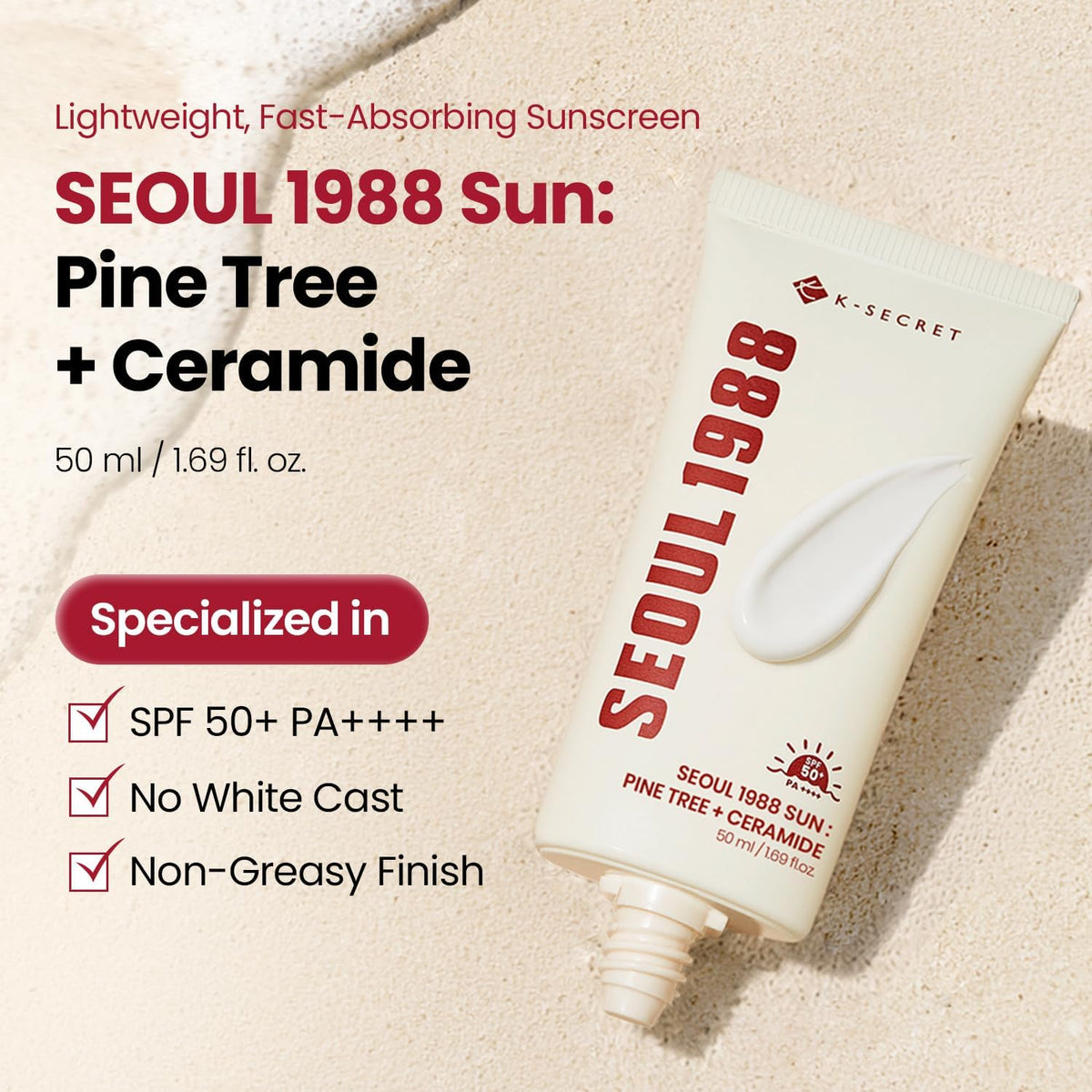 K-Secret Seoul 1988 crème solaire SPF50+ sans traces blanches, 50 ml · photo 2
