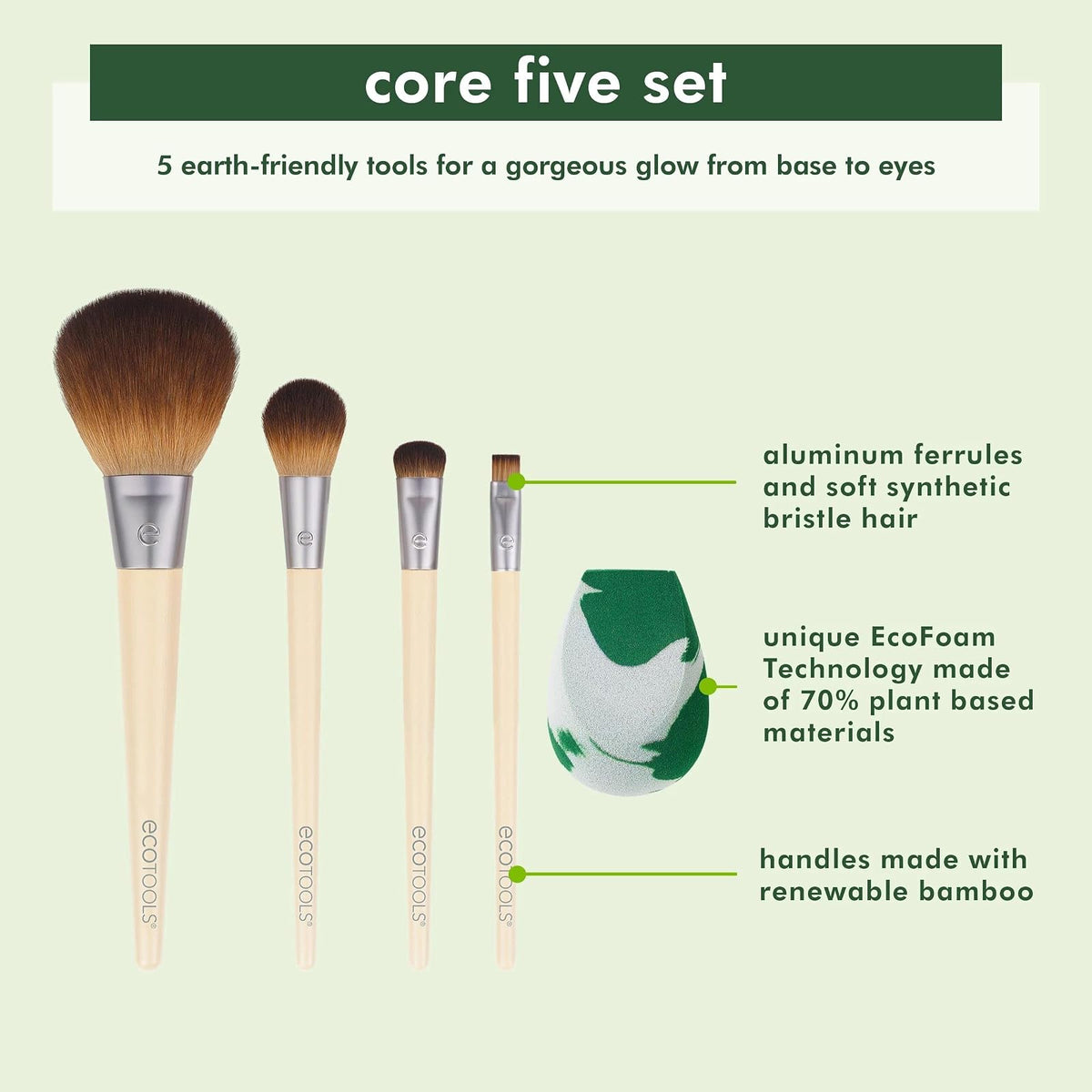 EcoTools Core Five kit de 4 pinceaux et 1 éponge