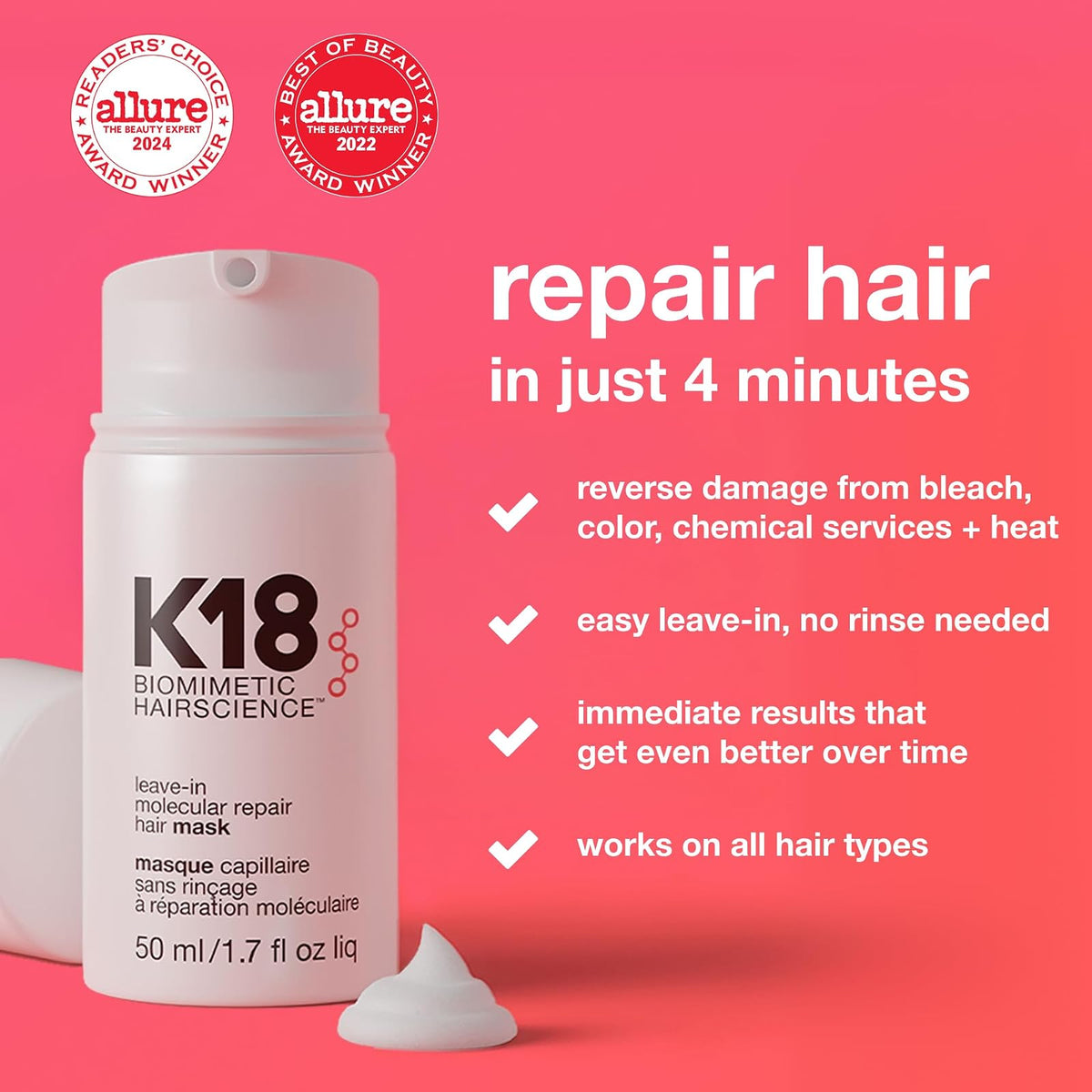 K18 Leave-In Molecular Repair masque sans rinçage 50 ml