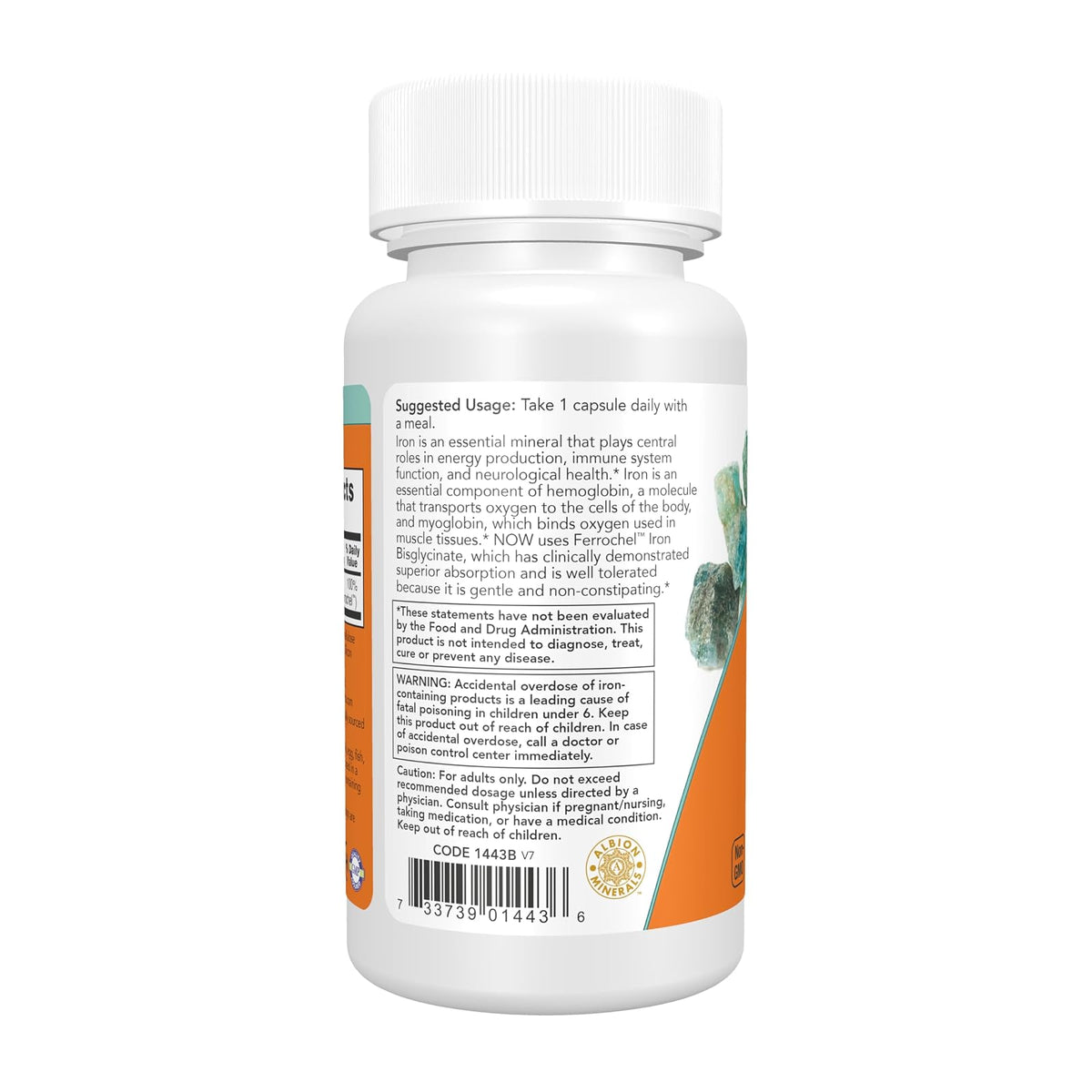 NOW Foods fer 18 mg Ferrochel, 120 gélules