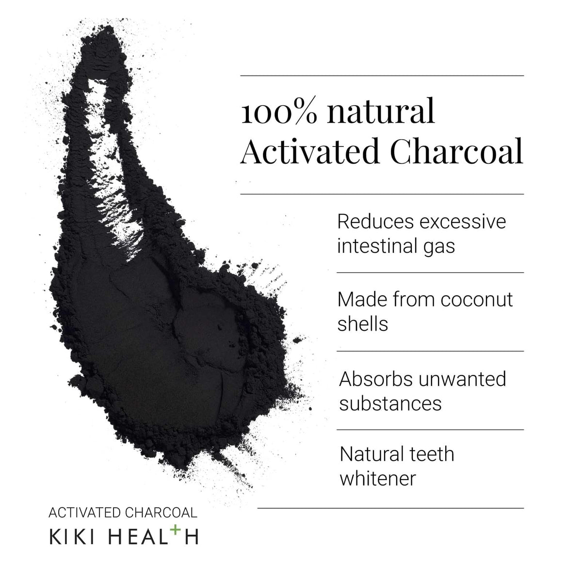 Kiki Health charbon végétal actif en poudre, 70 g