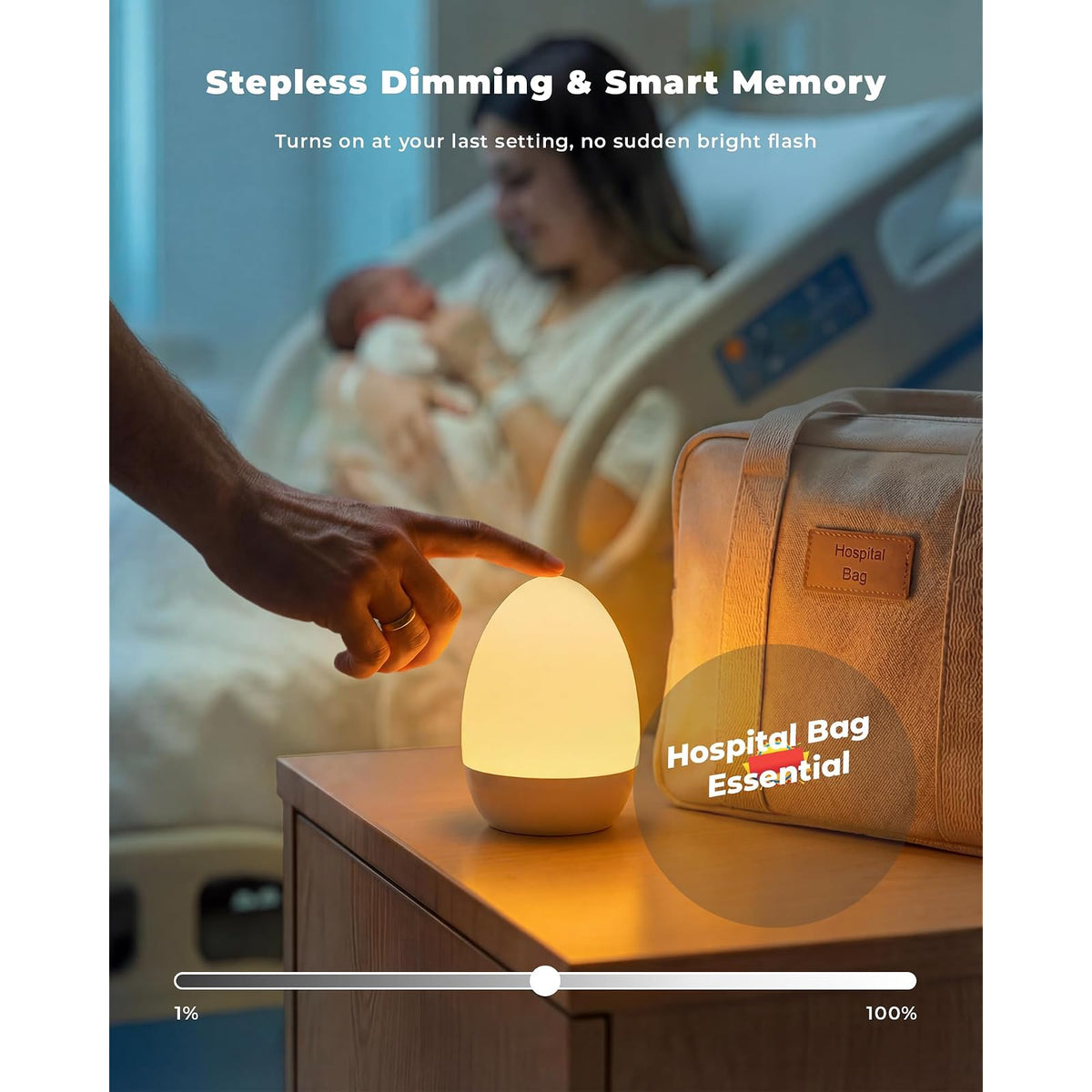 Tobeape veilleuse tactile rechargeable en forme d'œuf, lumière réglable et 12 couleurs