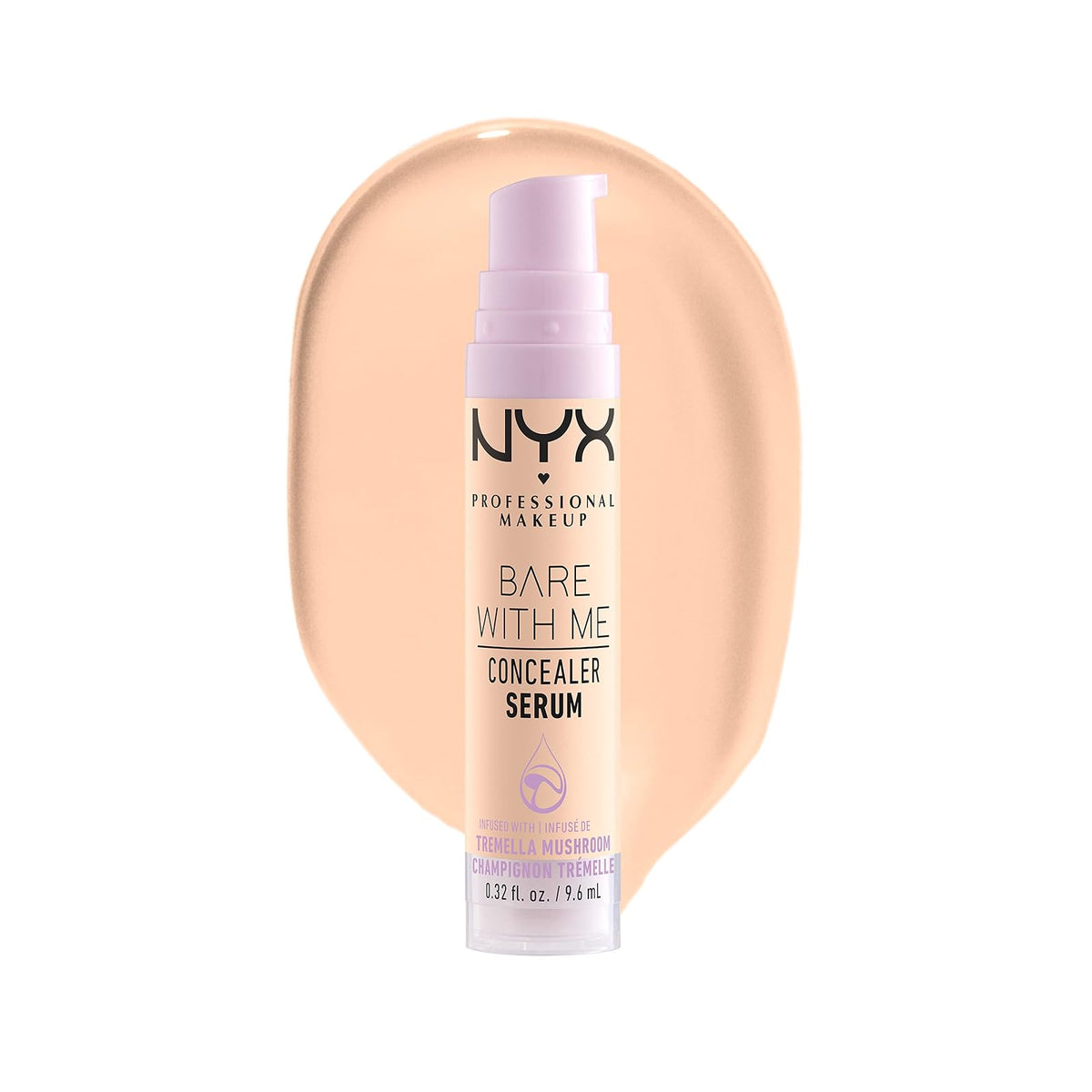 NYX Bare With Me anticernes sérum hydratant, 9,6 ml, teinte 01 Fair, sur fond blanc