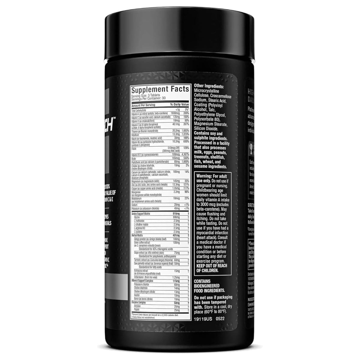 MuscleTech Platinum multivitamines, 90 comprimés