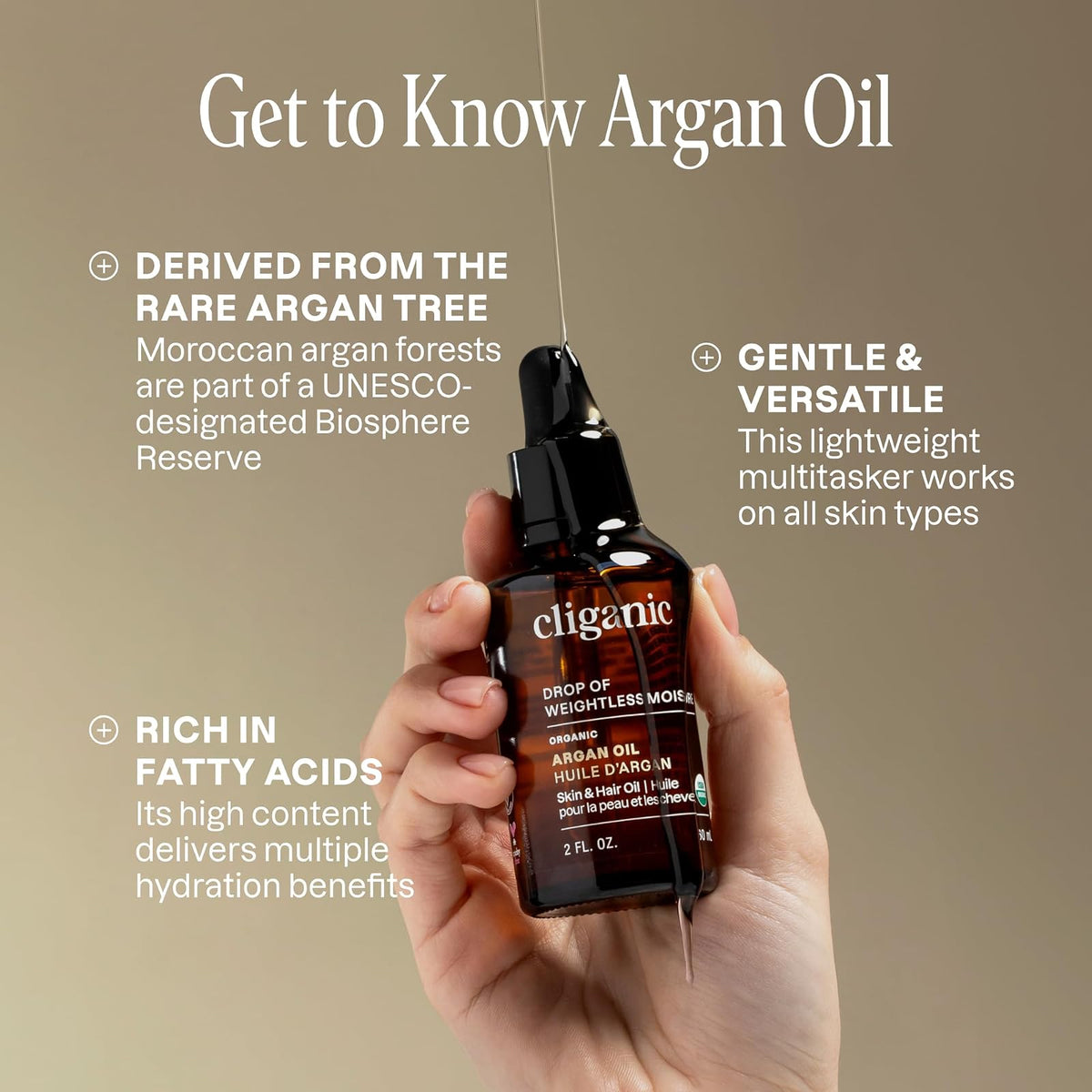 Cliganic huile d'argan bio pure 120 ml