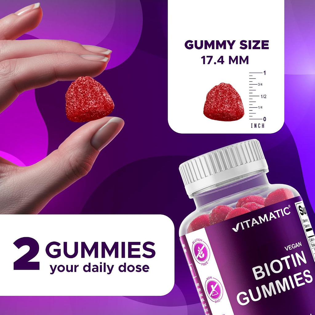 Vitamatic biotine 10 000 mcg en gommes véganes, 60 gommes