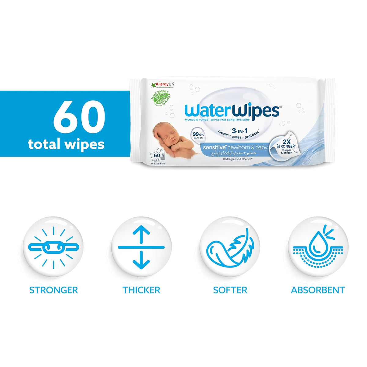 WaterWipes lingettes bébé, paquet de 60