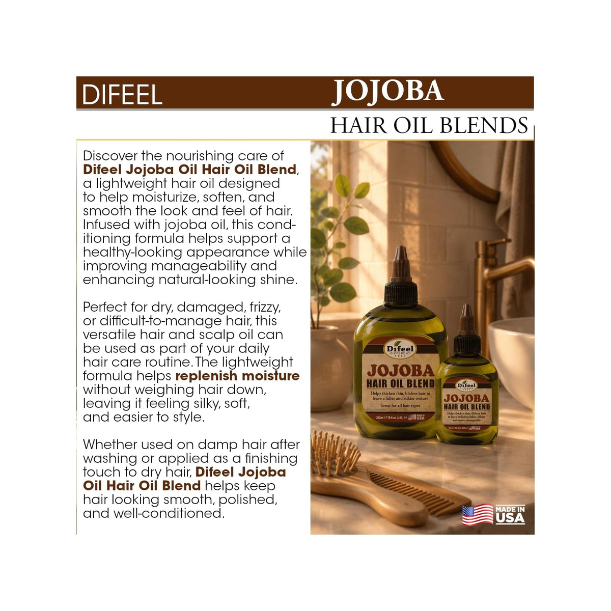 Difeel huile capillaire au jojoba 75 ml