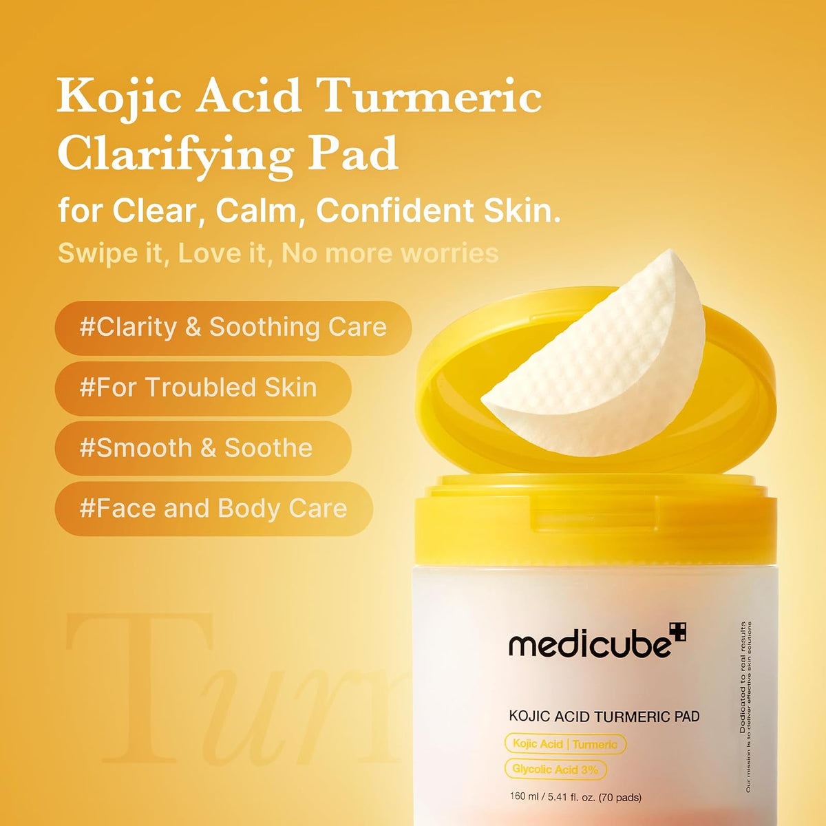 Medicube Kojic Acid Turmeric disques éclat, 70 disques