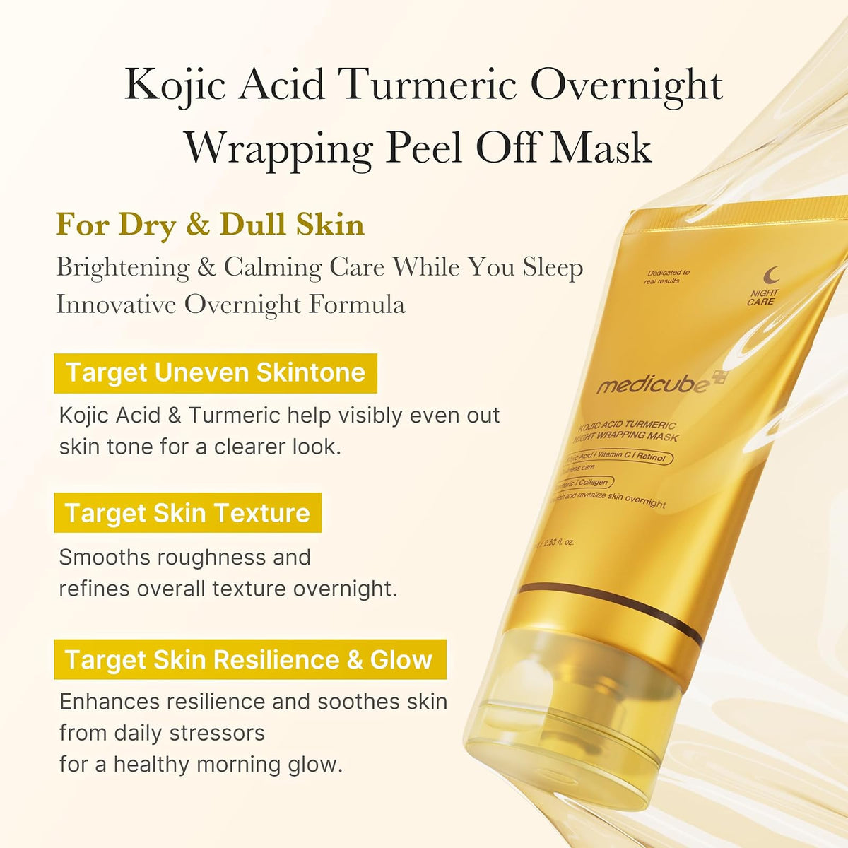 Medicube Kojic Acid Turmeric masque de nuit, 75 ml