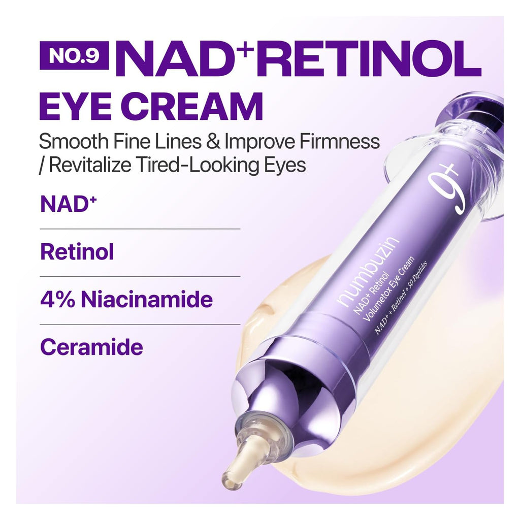 Numbuzin N°9 crème contour des yeux au NAD+ et rétinol, 10 ml