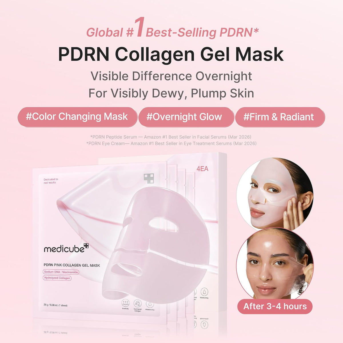Medicube PDRN Pink Collagen masque gel, 4 × 28 g