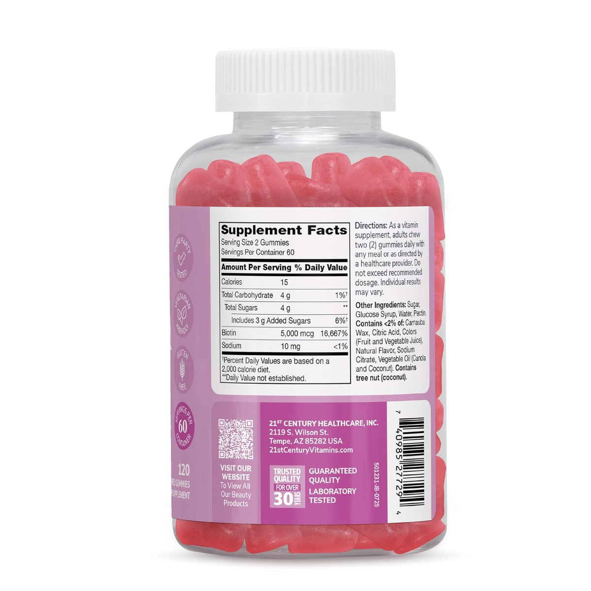 21st Century biotine 2500 mcg, 120 gommes