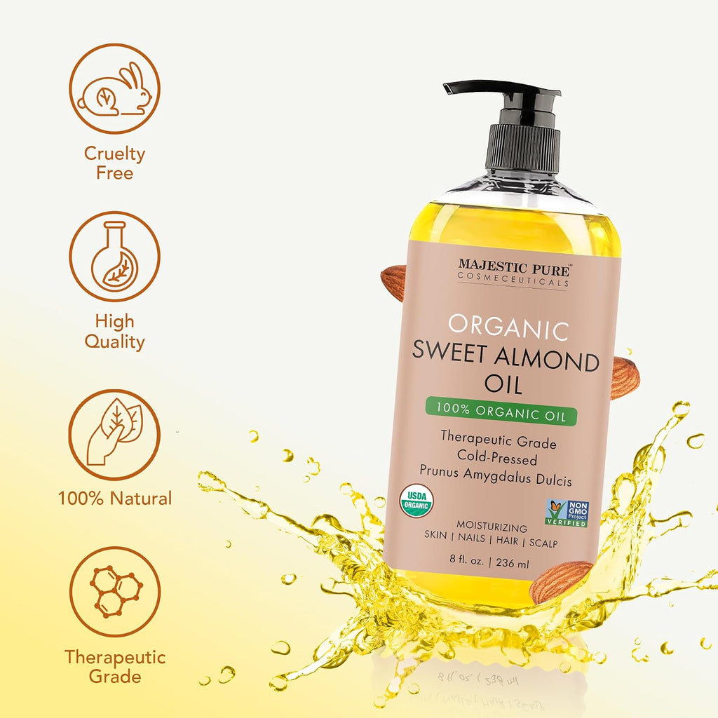 Majestic Pure huile d'amande douce bio 236 ml