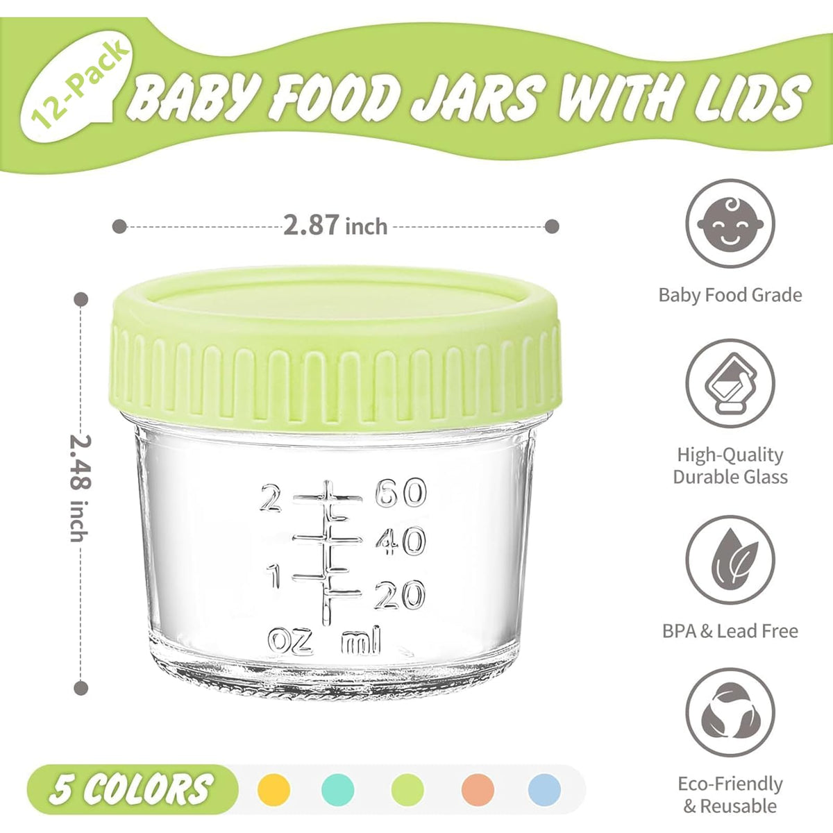 Ctoby pots en verre pour purées, 12 x 120 ml