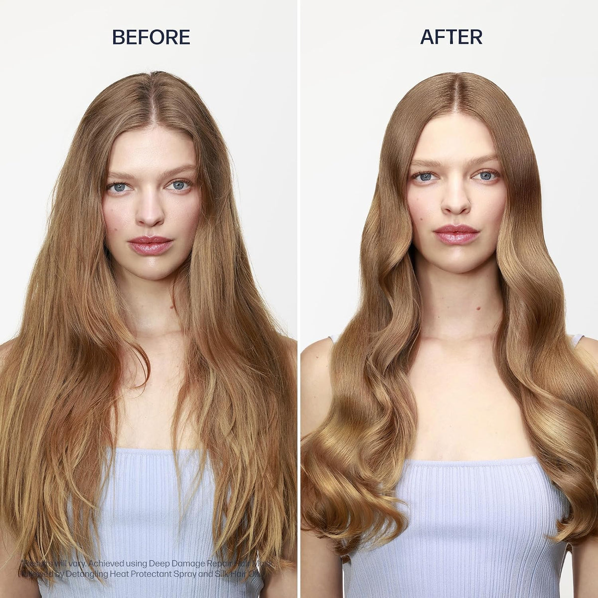 Cheveux avant et après le masque UNOVE
