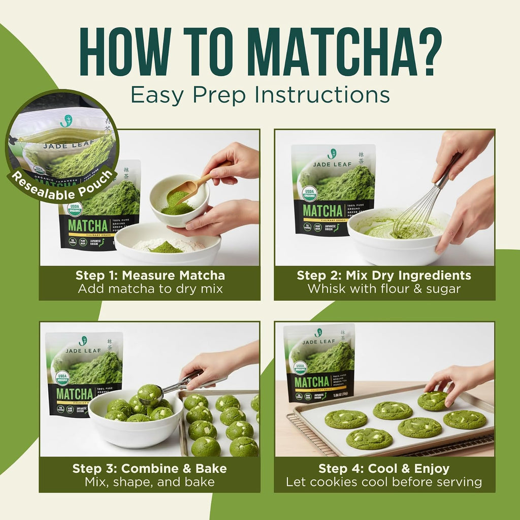 Jade Leaf matcha bio pour lattes et pâtisserie, 30 g