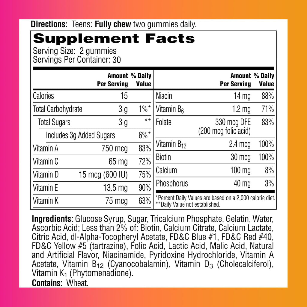 One A Day Teen for Her multivitamines en gommes, 150 gommes